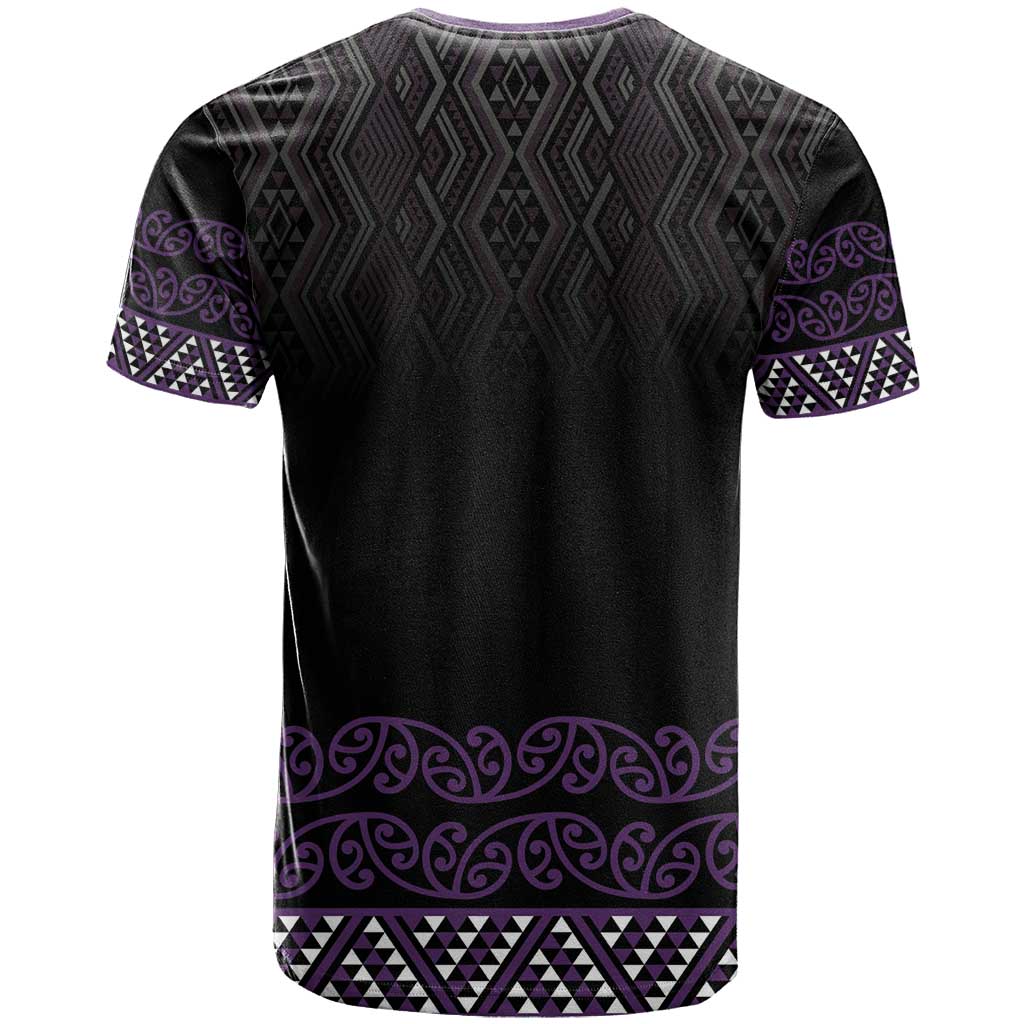 Maori Taniko Patterns T Shirt Purple Niho Taniwha Mix Paatiki Motifs LT7 - Polynesian Pride