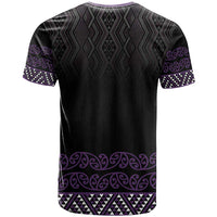 Maori Taniko Patterns T Shirt Purple Niho Taniwha Mix Paatiki Motifs LT7 - Polynesian Pride