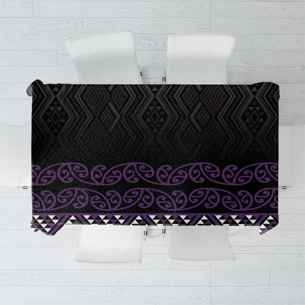 Maori Taniko Patterns Tablecloth Purple Niho Taniwha Mix Paatiki Motifs