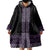 Maori Taniko Patterns Wearable Blanket Hoodie Purple Niho Taniwha Mix Paatiki Motifs