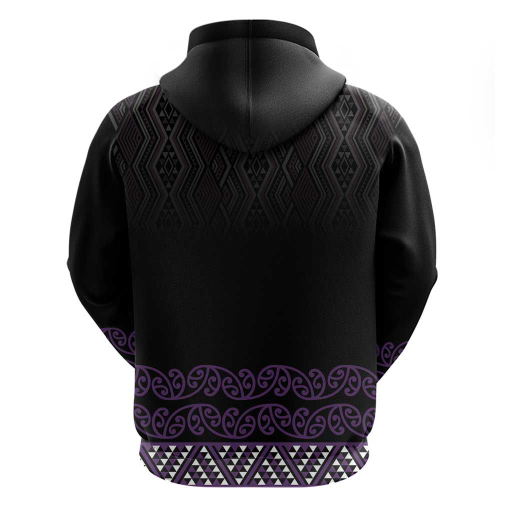 Maori Taniko Patterns Zip Hoodie Purple Niho Taniwha Mix Paatiki Motifs LT7 - Polynesian Pride