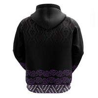 Maori Taniko Patterns Zip Hoodie Purple Niho Taniwha Mix Paatiki Motifs LT7 - Polynesian Pride