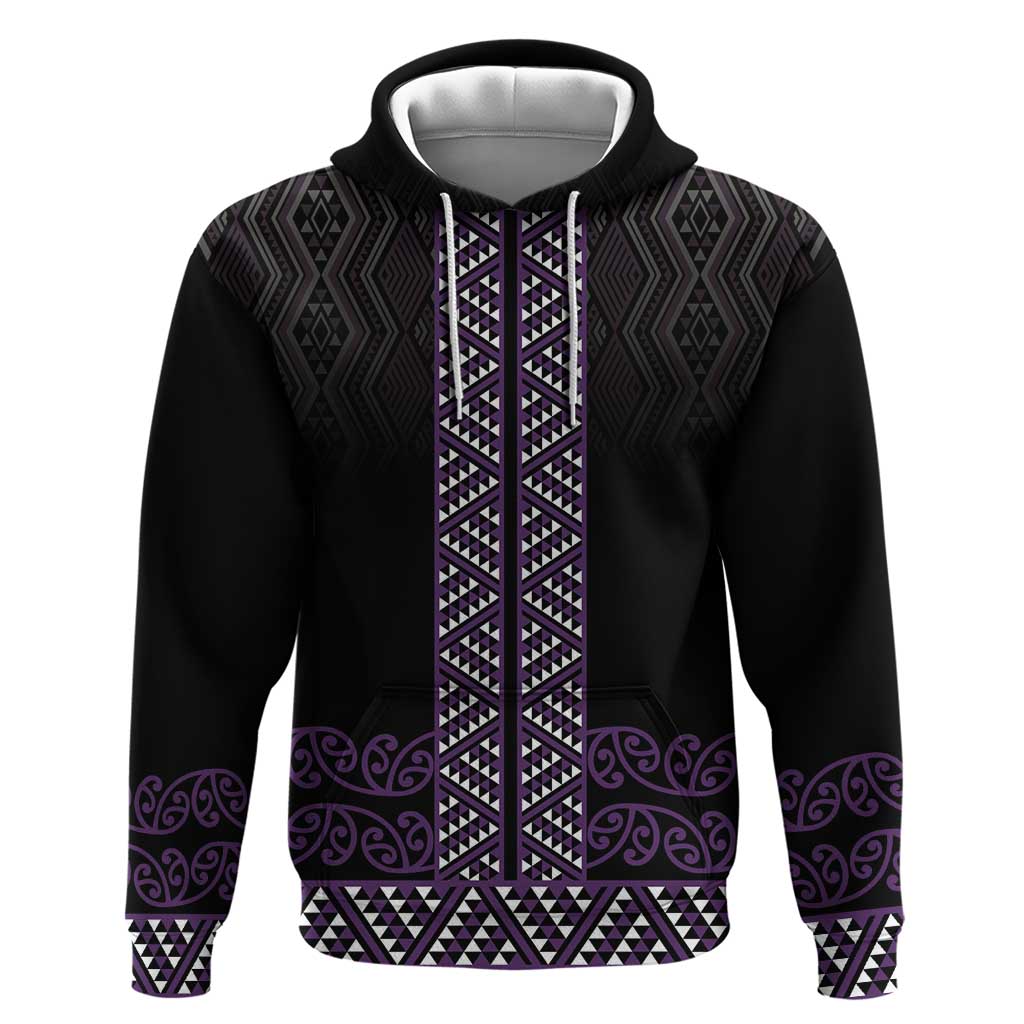 Maori Taniko Patterns Zip Hoodie Purple Niho Taniwha Mix Paatiki Motifs LT7 Pullover Hoodie Purple - Polynesian Pride