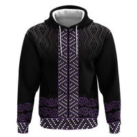 Maori Taniko Patterns Zip Hoodie Purple Niho Taniwha Mix Paatiki Motifs LT7 Pullover Hoodie Purple - Polynesian Pride