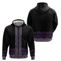 Maori Taniko Patterns Zip Hoodie Purple Niho Taniwha Mix Paatiki Motifs LT7 - Polynesian Pride