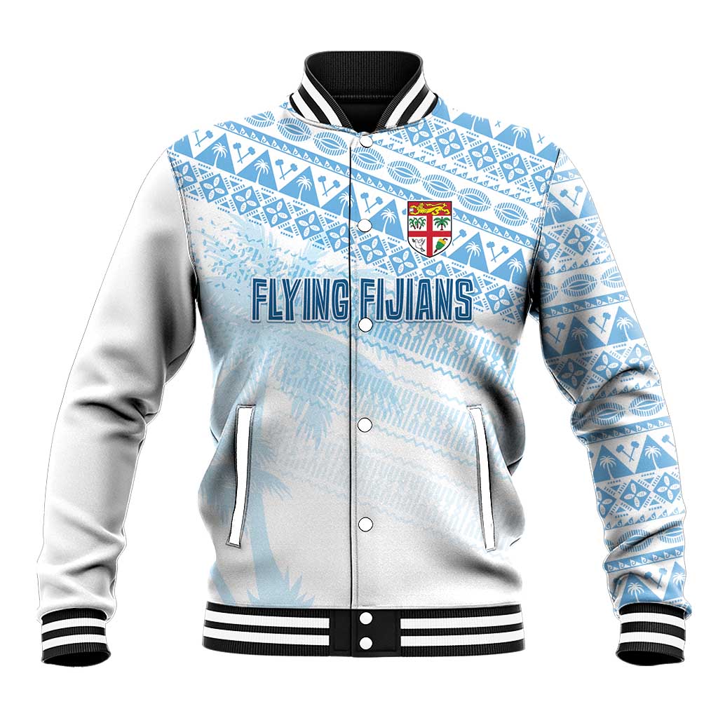 Fiji Rugby Custom Kaiviti Masi Baseball Jacket Turquoise - Polynesian Pride