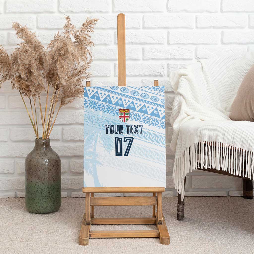 Fiji Rugby Custom Kaiviti Masi Canvas Wall Art Turquoise - Polynesian Pride