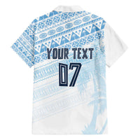 Fiji Rugby Custom Kaiviti Masi Family Matching Off The Shoulder Long Sleeve Dress and Hawaiian Shirt Turquoise - Polynesian Pride