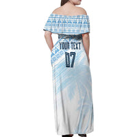 Fiji Rugby Custom Kaiviti Masi Family Matching Off Shoulder Maxi Dress and Hawaiian Shirt Turquoise LT7 - Polynesian Pride