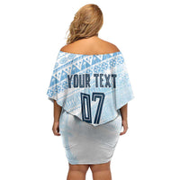 Fiji Rugby Custom Kaiviti Masi Family Matching Off Shoulder Short Dress and Hawaiian Shirt Turquoise LT7 - Polynesian Pride