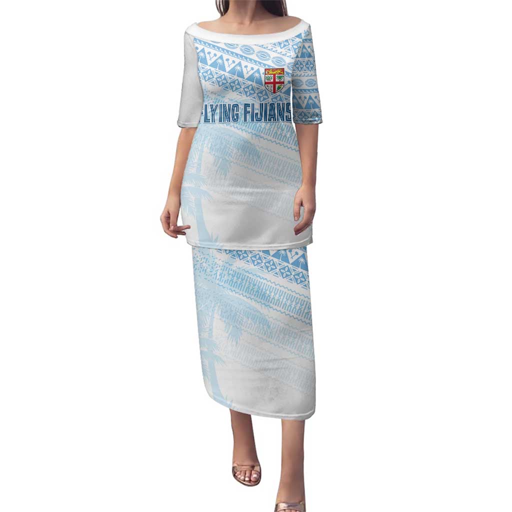 Fiji Rugby Custom Kaiviti Masi Family Matching Puletasi and Hawaiian Shirt Turquoise - Polynesian Pride