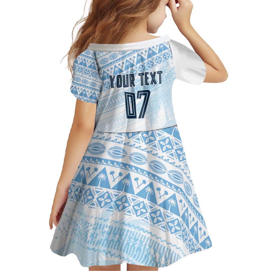 Fiji Rugby Custom Kaiviti Masi Family Matching Short Sleeve Bodycon Dress and Hawaiian Shirt Turquoise LT7 - Polynesian Pride