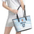 Fiji Rugby Custom Kaiviti Masi Leather Tote Bag Turquoise - Polynesian Pride