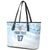 Fiji Rugby Custom Kaiviti Masi Leather Tote Bag Turquoise - Polynesian Pride
