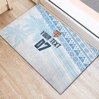 Fiji Rugby Custom Kaiviti Masi Rubber Doormat Turquoise - Polynesian Pride