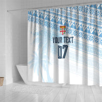 Fiji Rugby Custom Kaiviti Masi Shower Curtain Turquoise - Polynesian Pride