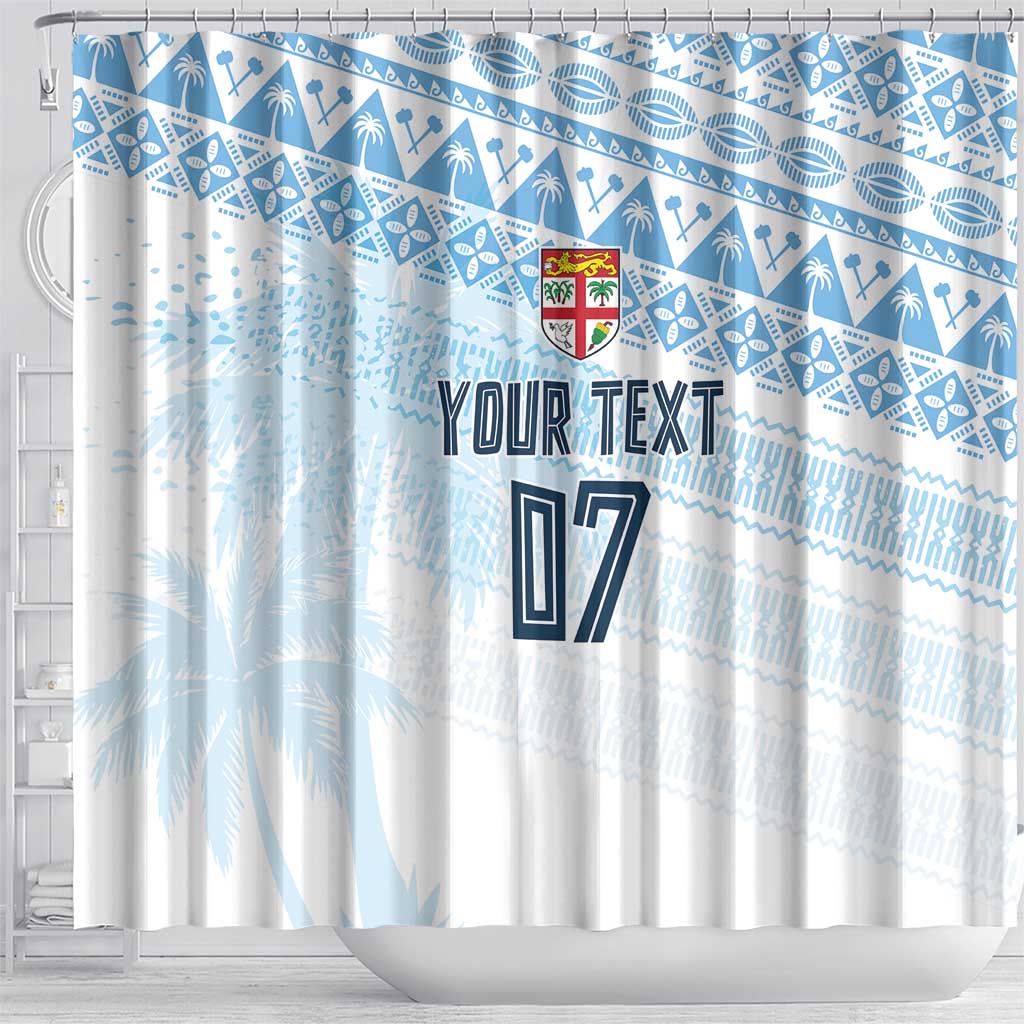 Fiji Rugby Custom Kaiviti Masi Shower Curtain Turquoise - Polynesian Pride