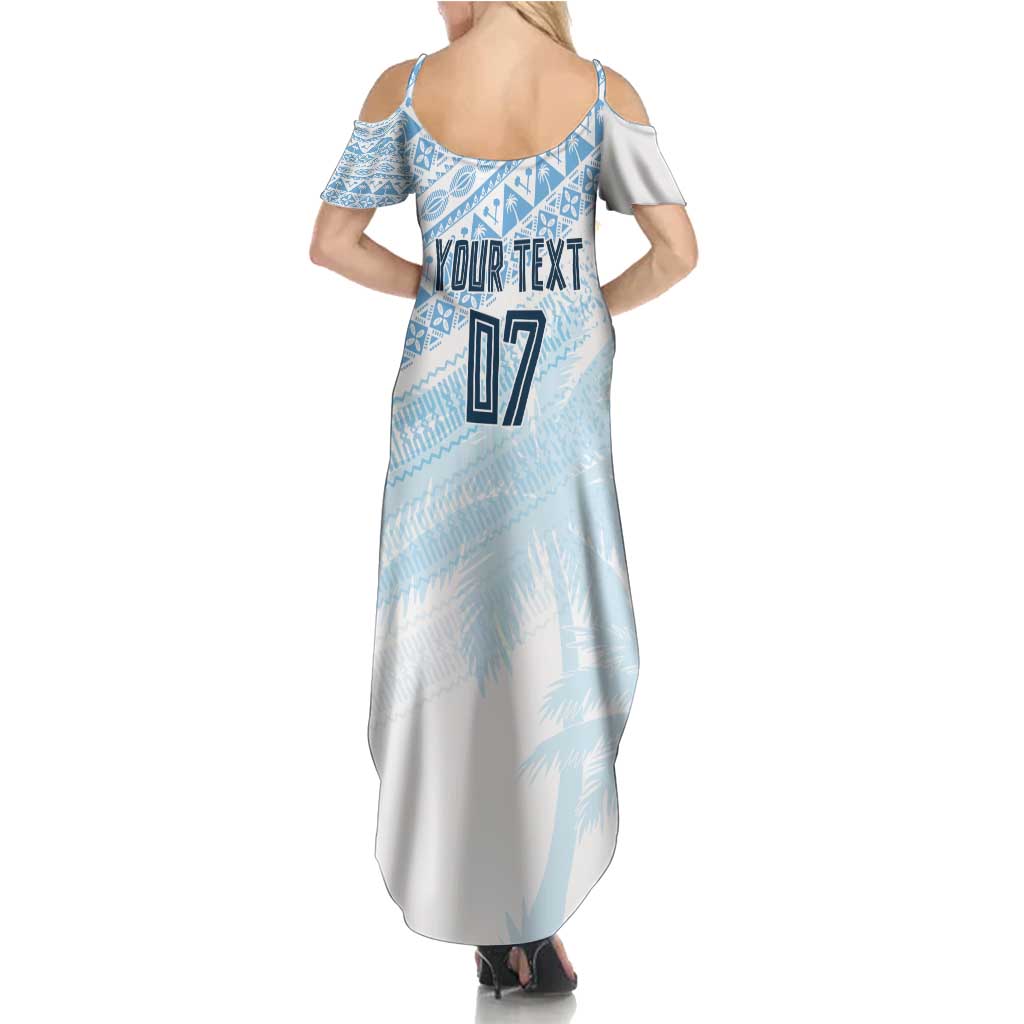 Fiji Rugby Custom Kaiviti Masi Summer Maxi Dress Turquoise - Polynesian Pride