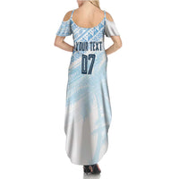 Fiji Rugby Custom Kaiviti Masi Summer Maxi Dress Turquoise - Polynesian Pride