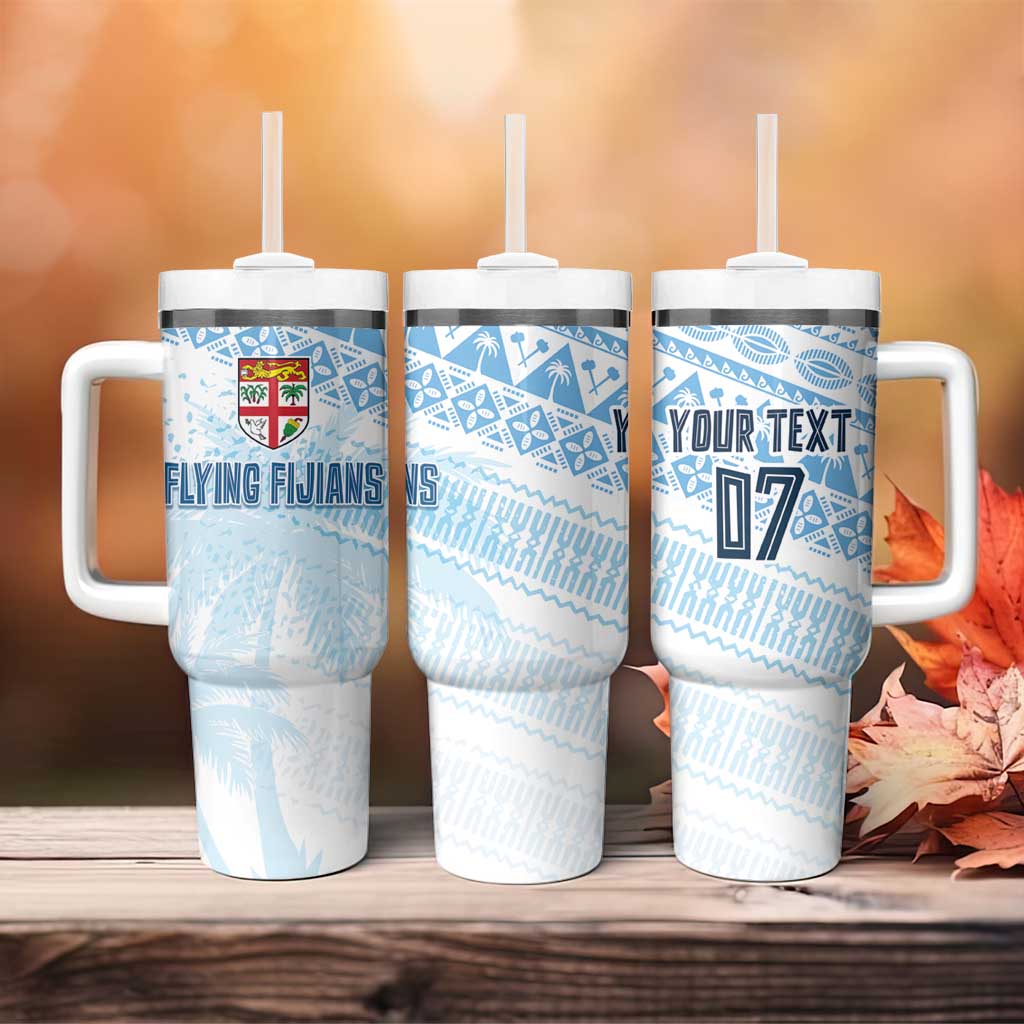 Fiji Rugby Custom Kaiviti Masi Tumbler With Handle Turquoise - Polynesian Pride