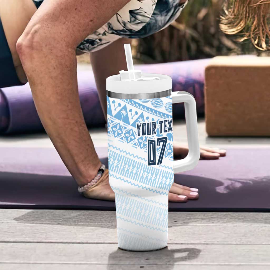 Fiji Rugby Custom Kaiviti Masi Tumbler With Handle Turquoise - Polynesian Pride