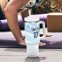 Fiji Rugby Custom Kaiviti Masi Tumbler With Handle Turquoise - Polynesian Pride