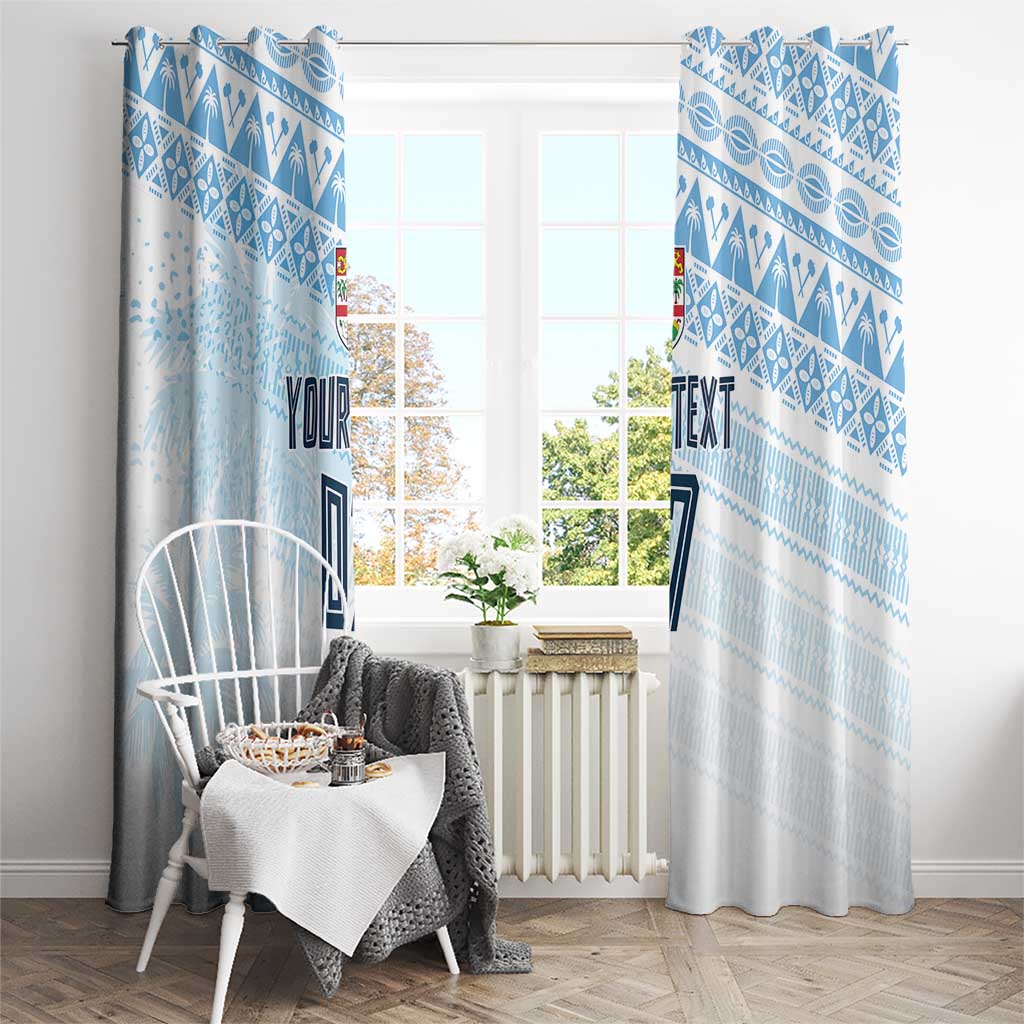 Fiji Rugby Custom Kaiviti Masi Window Curtain Turquoise - Polynesian Pride