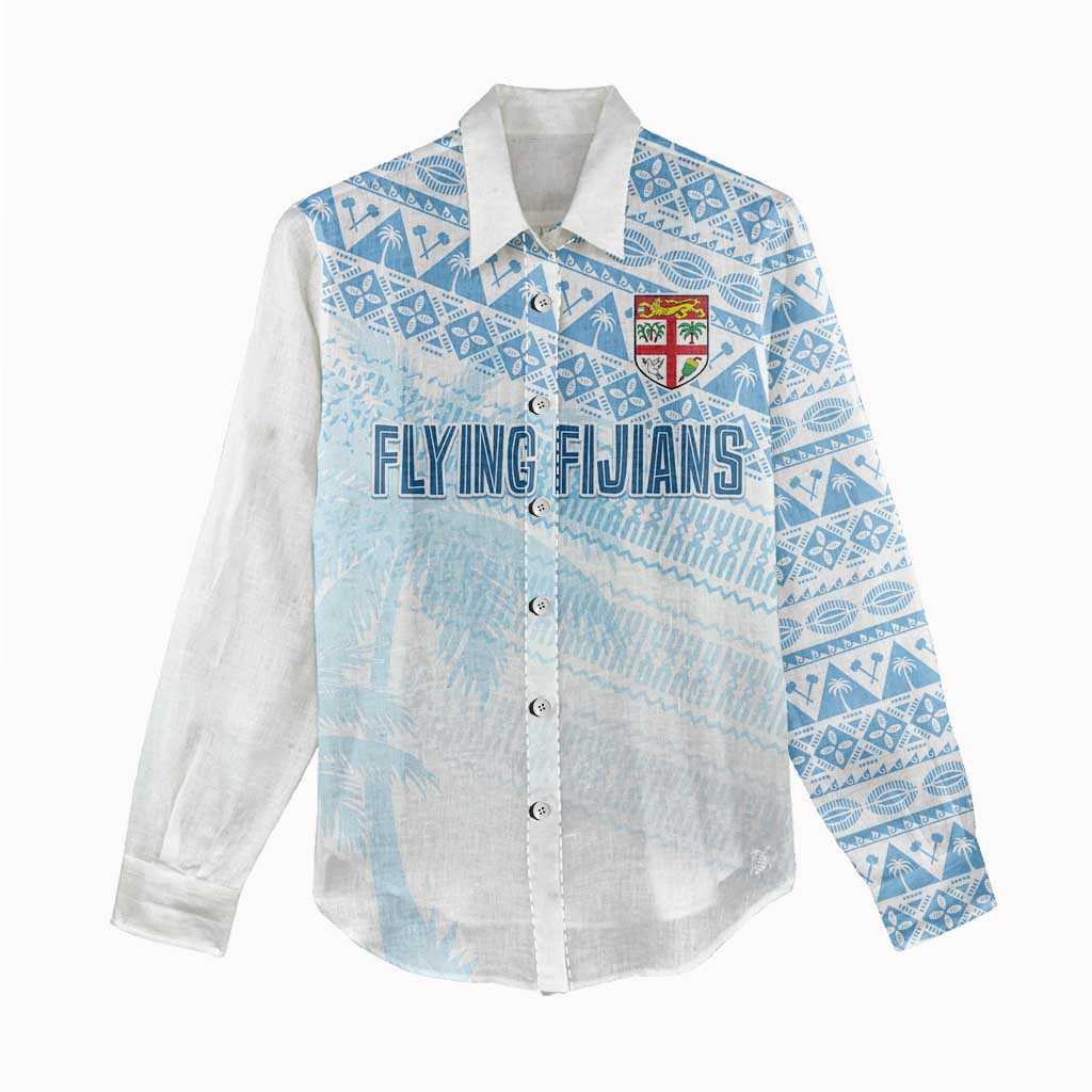 Fiji Rugby Custom Kaiviti Masi Women Casual Shirt Turquoise - Polynesian Pride