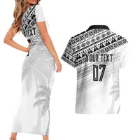 Fiji Rugby Custom Kaiviti Masi Couples Matching Short Sleeve Bodycon Dress and Hawaiian Shirt Black - Polynesian Pride