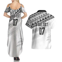 Fiji Rugby Custom Kaiviti Masi Couples Matching Summer Maxi Dress and Hawaiian Shirt Black - Polynesian Pride