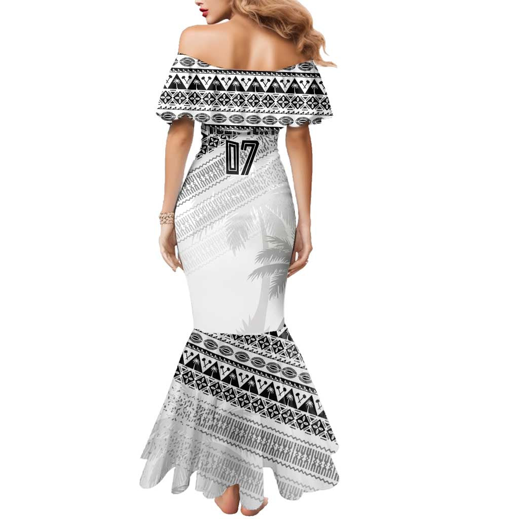 Fiji Rugby Custom Kaiviti Masi Family Matching Mermaid Dress and Hawaiian Shirt Black LT7 - Polynesian Pride