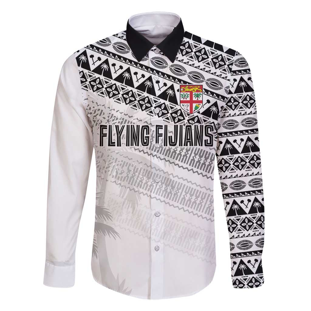 Fiji Rugby Custom Kaiviti Masi Family Matching Off Shoulder Maxi Dress and Hawaiian Shirt Black LT7 Dad's Shirt - Long Sleeve Black - Polynesian Pride