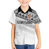 Fiji Rugby Custom Kaiviti Masi Family Matching Off Shoulder Maxi Dress and Hawaiian Shirt Black LT7 Son's Shirt Black - Polynesian Pride