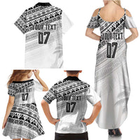 Fiji Rugby Custom Kaiviti Masi Family Matching Summer Maxi Dress and Hawaiian Shirt Black - Polynesian Pride