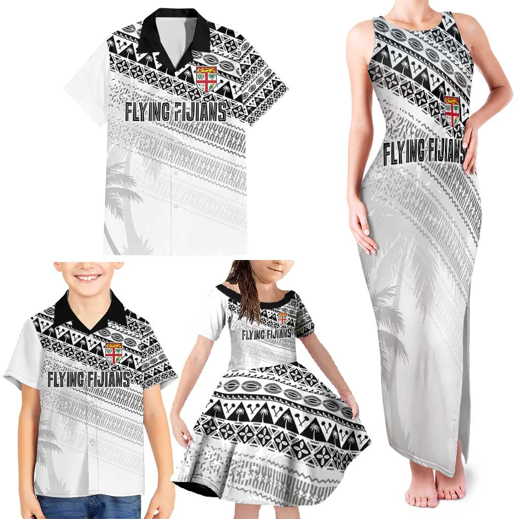 Fiji Rugby Custom Kaiviti Masi Family Matching Tank Maxi Dress and Hawaiian Shirt Black LT7 - Polynesian Pride