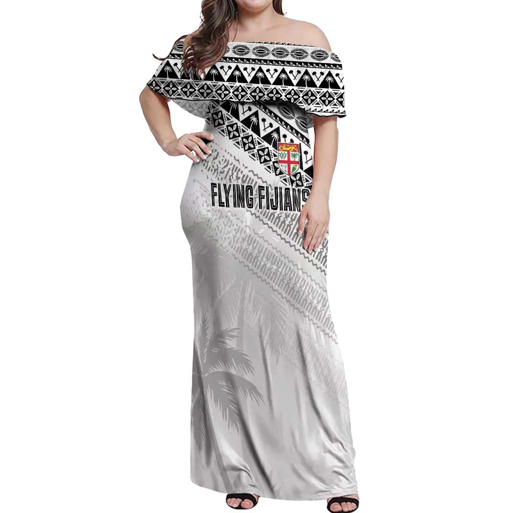 Fiji Rugby Custom Kaiviti Masi Off Shoulder Maxi Dress Black - Polynesian Pride