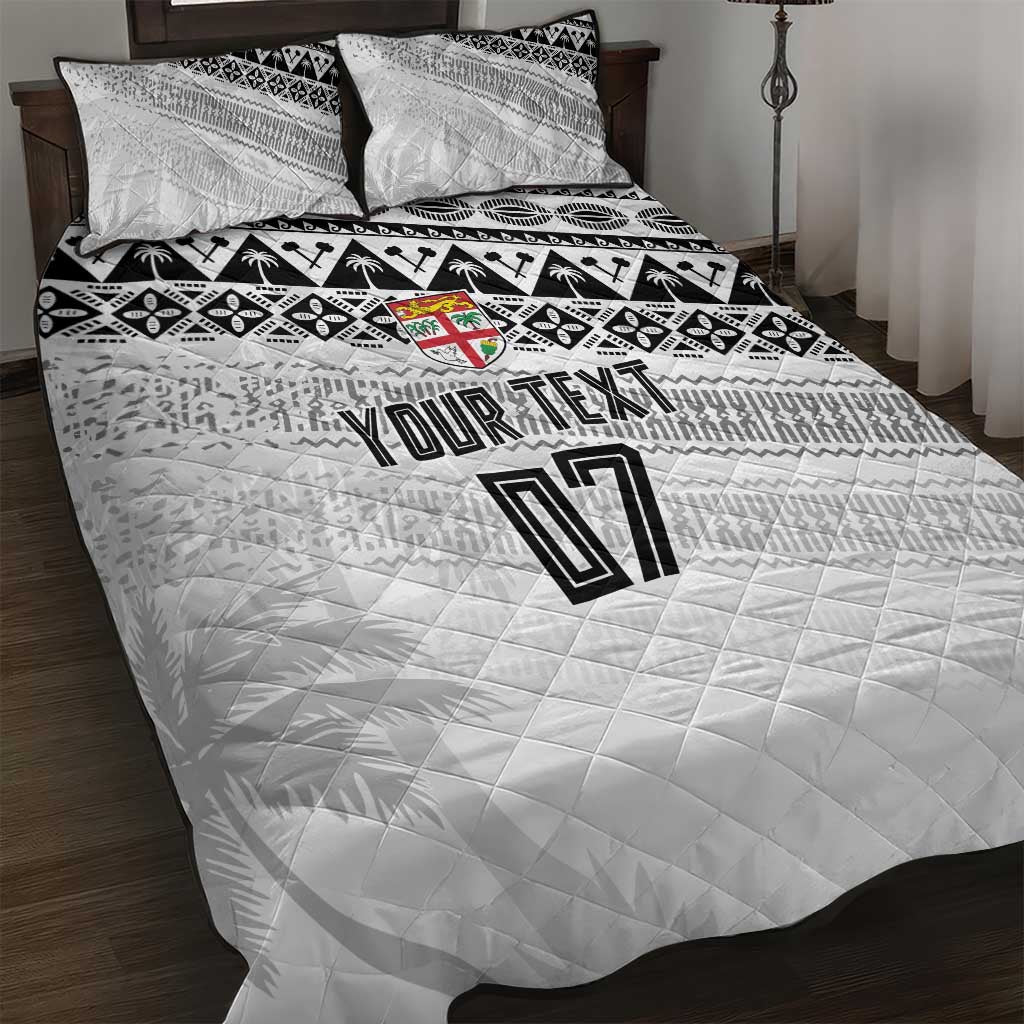 Fiji Rugby Custom Kaiviti Masi Quilt Bed Set Black - Polynesian Pride