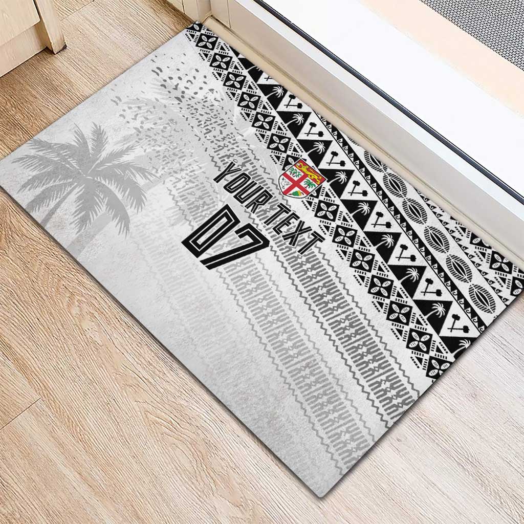 Fiji Rugby Custom Kaiviti Masi Rubber Doormat Black - Polynesian Pride