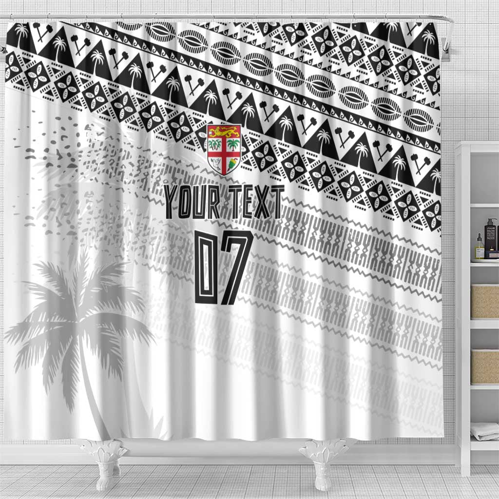 Fiji Rugby Custom Kaiviti Masi Shower Curtain Black - Polynesian Pride