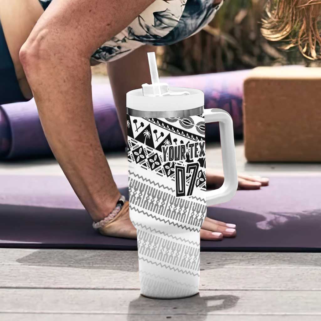 Fiji Rugby Custom Kaiviti Masi Tumbler With Handle Black - Polynesian Pride