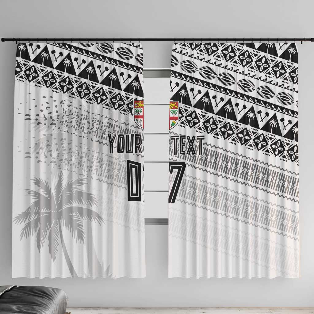 Fiji Rugby Custom Kaiviti Masi Window Curtain Black - Polynesian Pride