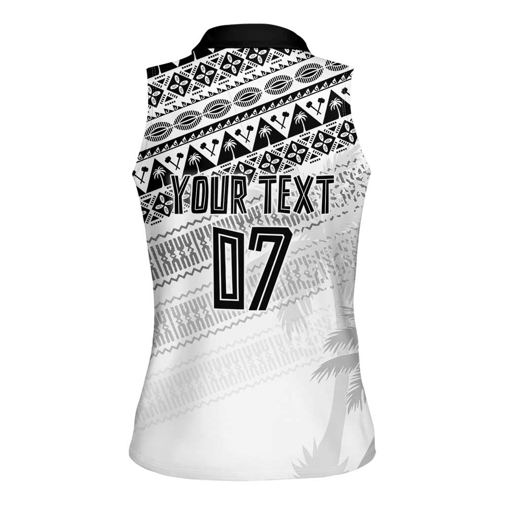 Fiji Rugby Custom Kaiviti Masi Women Sleeveless Polo Shirt Black - Polynesian Pride