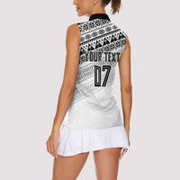 Fiji Rugby Custom Kaiviti Masi Women Sleeveless Polo Shirt Black - Polynesian Pride