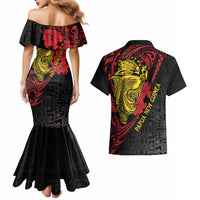 Papua New Guinea 49th Independence Day Couples Matching Mermaid Dress and Hawaiian Shirt Motuan Revareva Bird-of-Paradise LT7 - Polynesian Pride