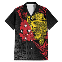 Papua New Guinea 49th Independence Day Family Matching Mermaid Dress and Hawaiian Shirt Motuan Revareva Bird-of-Paradise LT7 Dad's Shirt - Short Sleeve Black - Polynesian Pride