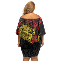 Papua New Guinea 49th Independence Day Family Matching Off Shoulder Short Dress and Hawaiian Shirt Motuan Revareva Bird-of-Paradise LT7 - Polynesian Pride