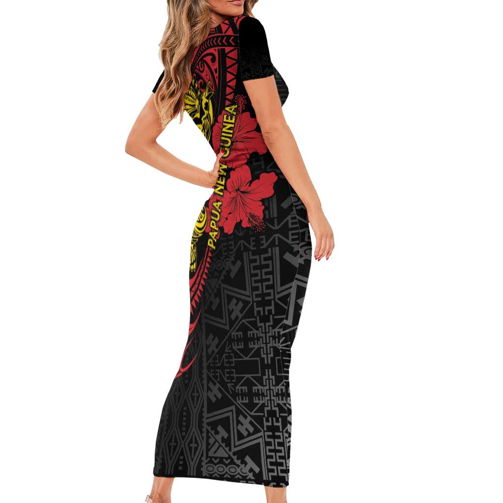 Papua New Guinea 49th Independence Day Family Matching Short Sleeve Bodycon Dress and Hawaiian Shirt Motuan Revareva Bird-of-Paradise LT7 - Polynesian Pride