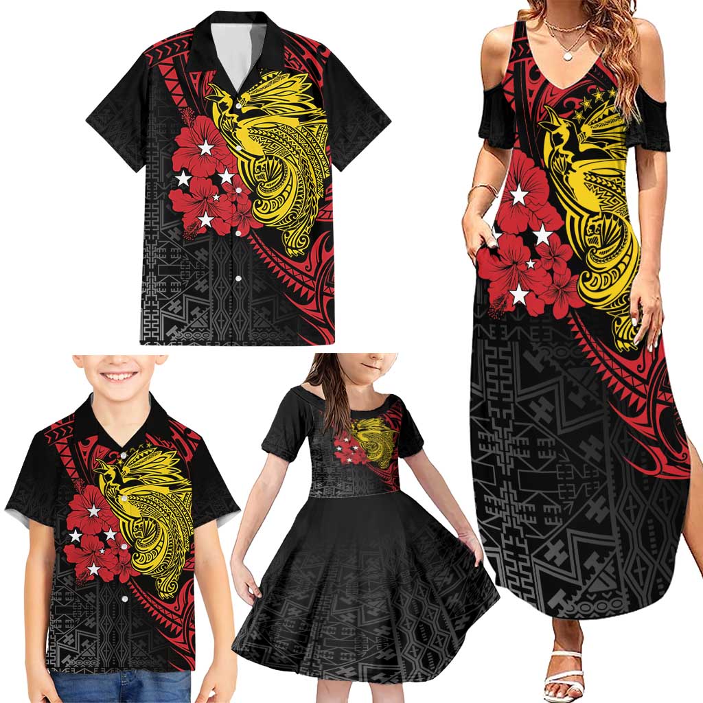 Papua New Guinea 49th Independence Day Family Matching Summer Maxi Dress and Hawaiian Shirt Motuan Revareva Bird-of-Paradise LT7 - Polynesian Pride