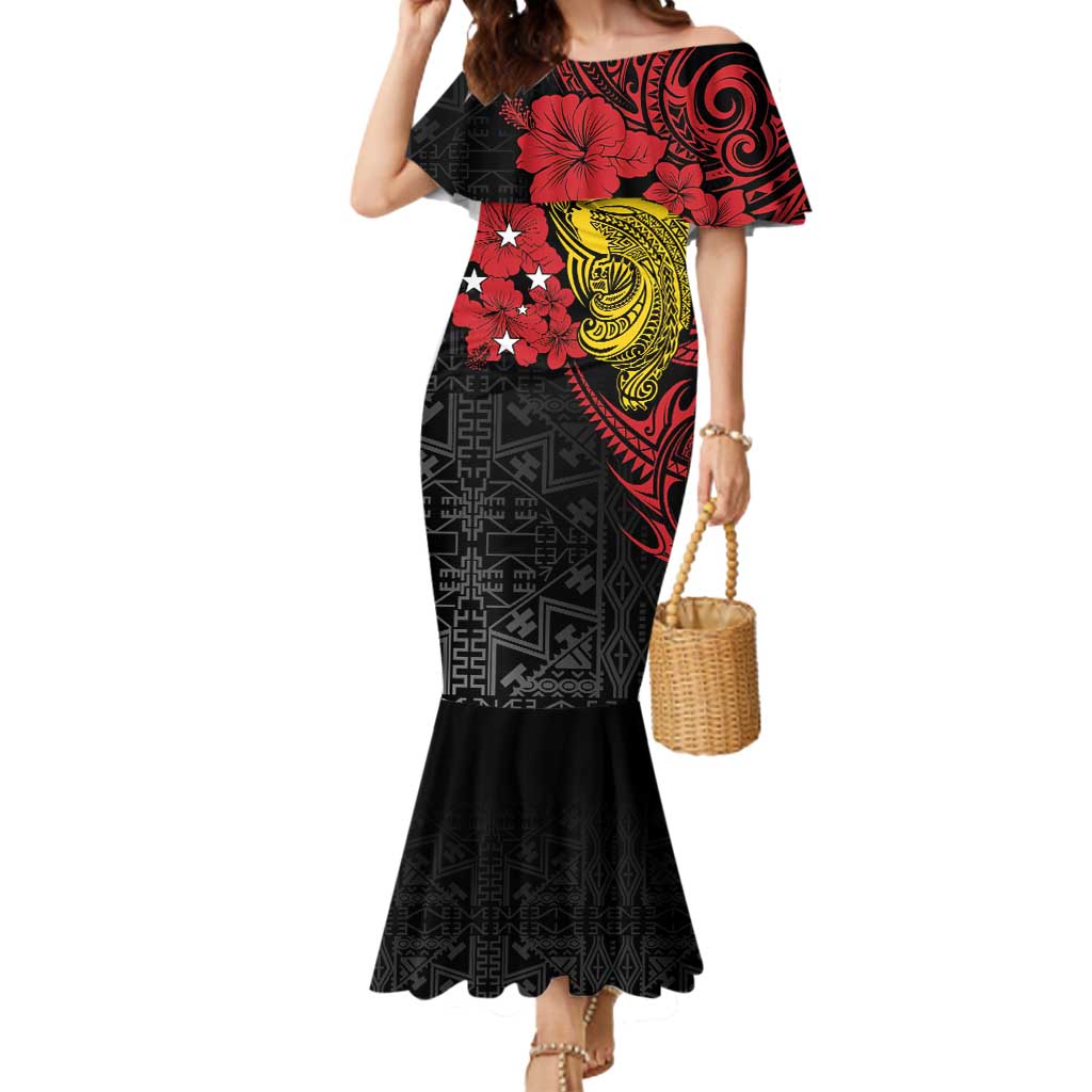 Papua New Guinea 49th Independence Day Mermaid Dress Motuan Revareva Bird-of-Paradise LT7 Women Black - Polynesian Pride