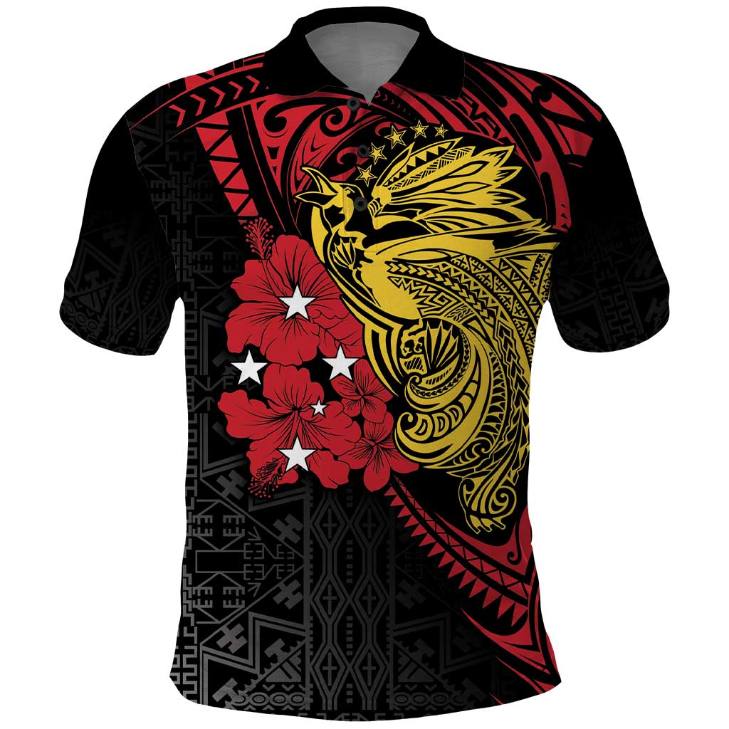 Papua New Guinea 49th Independence Day Polo Shirt Motuan Revareva Bird-of-Paradise LT7 Black - Polynesian Pride